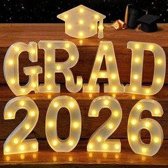 , White Light Up 2026 Grad Sign – 8.5 Inch 2026 Light Up Sign Graduation