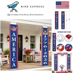 Patriotic Porch Banners 2 Pack for USA America 250th Anniversary Decorations