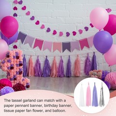 20Pcs White Light Purple Pink Silver Tassel Garland Tissue Paper Tassels for DIY