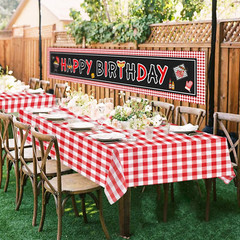 Happy Birthday Banner BBQ Birthday Decorations Picnic Happy Birthday Sign for Ya
