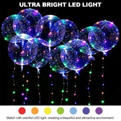 10 PCS LED Light Up BoBo Balloons Clear Helium Balloon Party Birthday Decoration