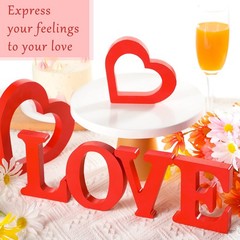 7 Pcs Valentines Day Decor for Table Centerpieces Red Love Wood Sign Table De…