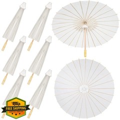 Sadnyy 36 Pack White Paper Umbrellas – 33 Inch Parasol for Crafts