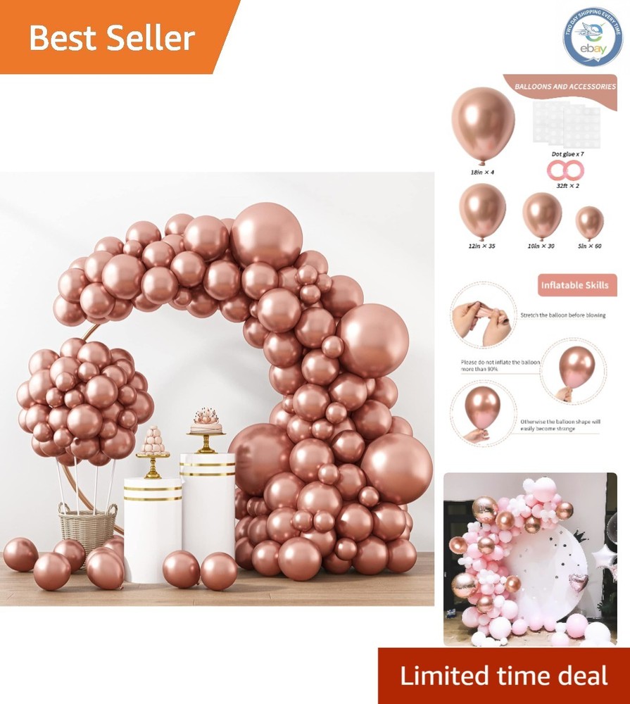 129pcs Rose Gold Balloon Kit – Perfect for Celebrations & Decor