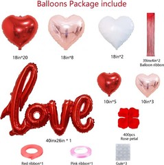 Valentines Day Balloons Kit Anniversary Decorations with Love Foil Balloons