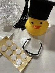 Wannu Car Dashboard Yellow Rubber Duck Black Graduation Hat Sunglasses New