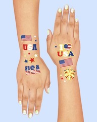 All Ages Friendly: 70 Red, White, and Blue Temporary Tattoos for Celebrations