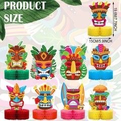 Geyee 9 Pcs Hawaiian Luau Honeycomb Centerpiece Tiki Tropical Table Toppers…