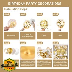 jenlion Engagement Party Decorations Gold White Balloons Banner Sash