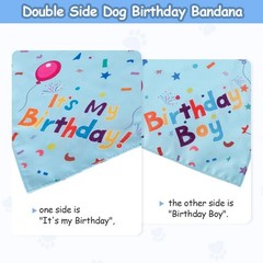 Comfortable Cotton Dog Birthday Outfit: Adjustable Hat & Double-Sided Bandana