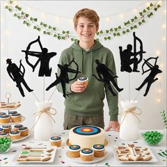 24 Pcs Archery Themed Centerpieces Black Glitter Archery Sport Themed Centerp…