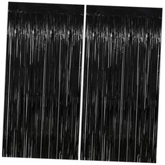 Thicken Tinsel Backdrop Curtains 2 Pack 3.2 x 38.4″W x 98.4″L (Pack of 2) Black