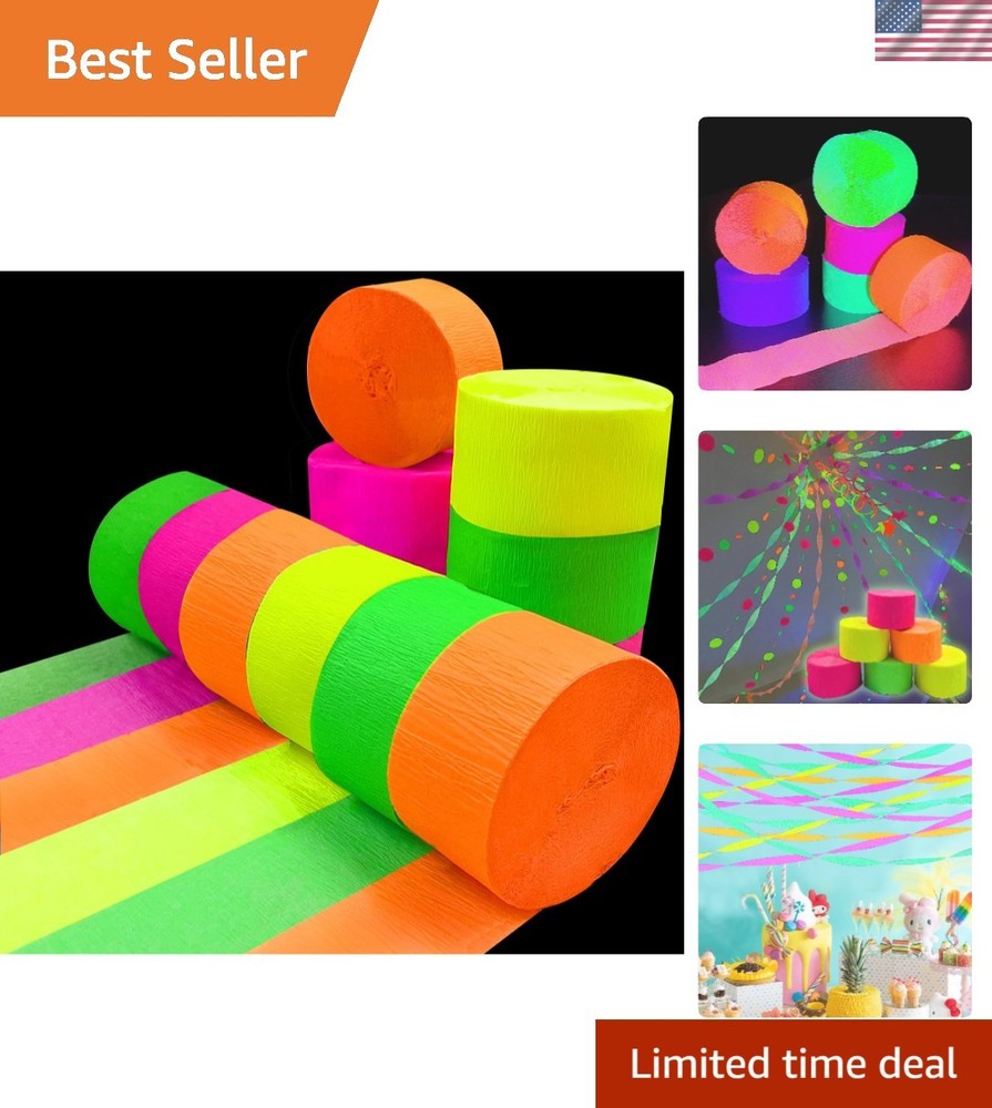 400ft Glow in the Dark Crepe Streamers – Neon Party Essentials for All Occasions