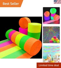 400ft Glow in the Dark Crepe Streamers – Neon Party Essentials for All Occasions