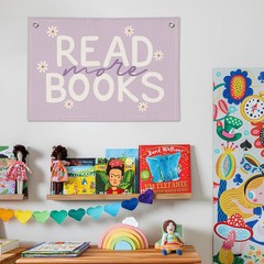 Reading Nook Read More Books Banner – Purple Book Lover Decor, Classroom Past…