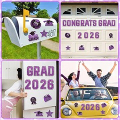 Graduation Car Decorations Magnets, 22pcs Class of 2026 Grad Decor Car Magnet…