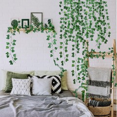 LAFORET Fake Vines for Room Decor(12 Pack 84ft), Home Bedroom 84 feet, Green