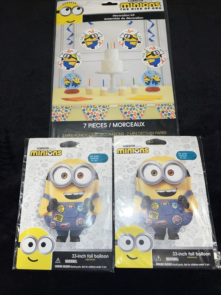 Despicable Me MINIONS Birthday Party supplies And Two 33” Balloons