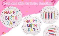 Happy Birthday Decorations,60PCS Rainbow Dot Party Supplies Set Serve 20, for