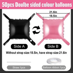 50Pcs Pink and Black Square Foil Balloons Wall Backdrop, Double Sided Metalli…
