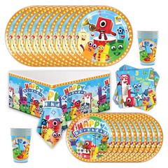 Numberblocks Birthday Decor Party Supplies Set Plates Cups Tablecloth Napkins