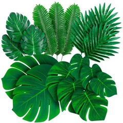 Decopom Palm Leaves Artificial Tropical Monstera-84Pcs 6 Kinds Large Green