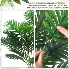 Ovveroche 18 Leaf Large Areca Palm Artificial Plant 4 Packs UV Green