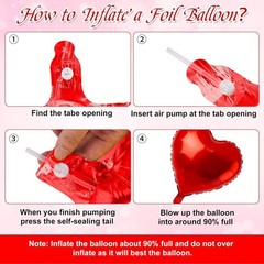 12PCS 18″ Pink,Silver & Red Heart Balloons Valentines Day Wedding Party Decor