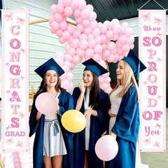 Kreatwow Pink Graduation Decorations 2026 Bow Gongrats Grad Banner
