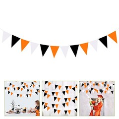 Orange Black White Halloween Pennant Halloween Triangle Flag Hanging Decoration