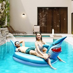 Inflatable Shark Pool Floats, 95″ Large Inflatable Ride on Pool Raft, Shark P…