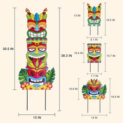 Luau Party Decorations Metal 3 Stacked Tiki Decorative Garden Stakes Luau