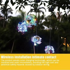 Dazzling Outdoor Solar Lighted Hanging Mesh Orb with Butterfly Decoration