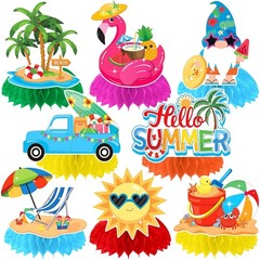 8PCS Summer Beach Pool Party Decorations, Honeycomb Centerpieces