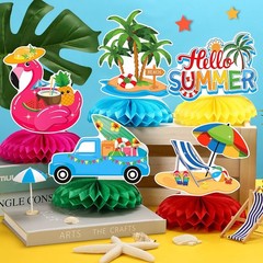8PCS Summer Beach Pool Party Decorations, Honeycomb Centerpieces