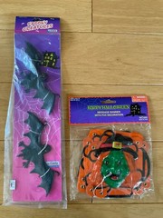 Vintage Halloween Lot 14 Pieces Spiders Bats Banner Flash Light Treat Bags NEW