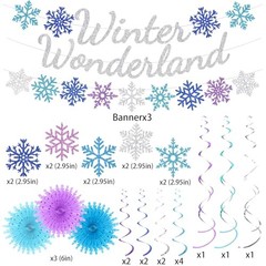 28pcs Winter Snowflake Hanging Swirls Decorations, Winter Wonderland White