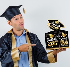 Graduation Card Box, 51Pcs Grad Party Decorations with 50Pcs Graduation Cap Advi