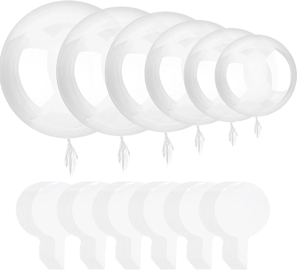 60 Pcs Bobo Balloons, 6 Different Size Clear Balloon for Stuffing Transparent…