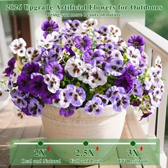 Waipfaru 36 Bundles Artificial Pansy Flowers for Outdoor, UV Resistant Faux S…