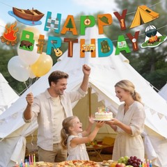 25Pcs Camping Birthday Party Decorations, Camping Party Decorations with Camp…