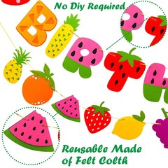 21pcs Fruit Party Decoration Set Fruit Theme Happy Banner Garland Cake Cupcak…