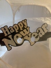 12 Pair Black and Silver Card Stock Paper Happy New Year Eyeglasses (NEW)