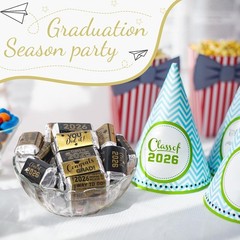 Congrats Grad Mini Candy Bar Wrapper Set – 90 Black and Gold Graduation Labels