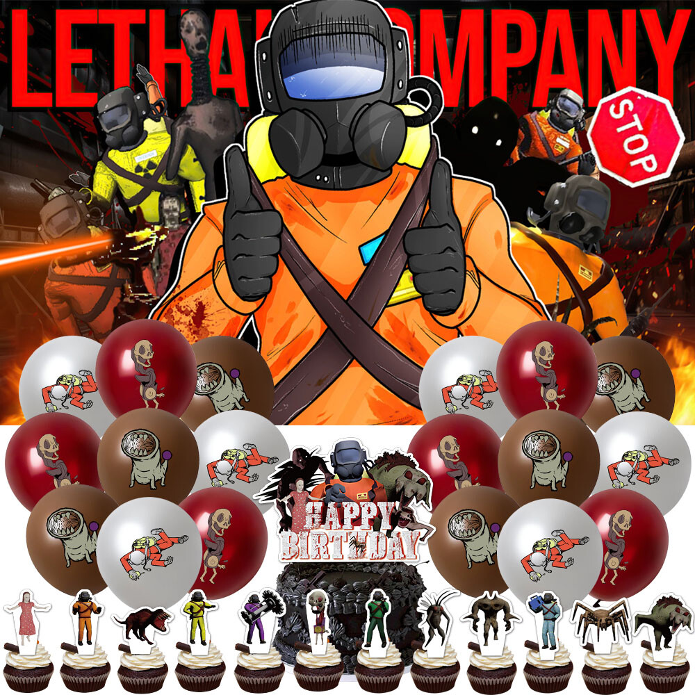 Lethal Company Birthday Decor Party Supplies Set Balloons Cake Toppers Banner