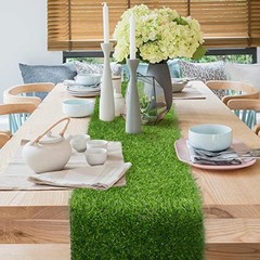 Grass Table Runner Green Fake Faux Grass Table Decoration for 12 x 108 Inch