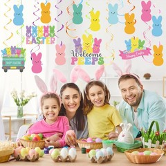 Easter Bunny Hanging Swirls Foil Ceiling Party Decorations Multi Color 36 PCS