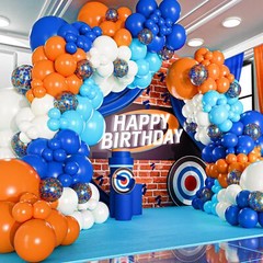 ALL-IN-1 Blue and Orange White Balloons Arch Kit & Garland – Small and Lar