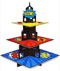 Superhero Cupcake Stand 3 Tier Treat Stand Super Hero Theme Birthday Party New