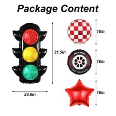 Traffic Light Balloons for Race Car Party Decoration, Red and White Check Bal…